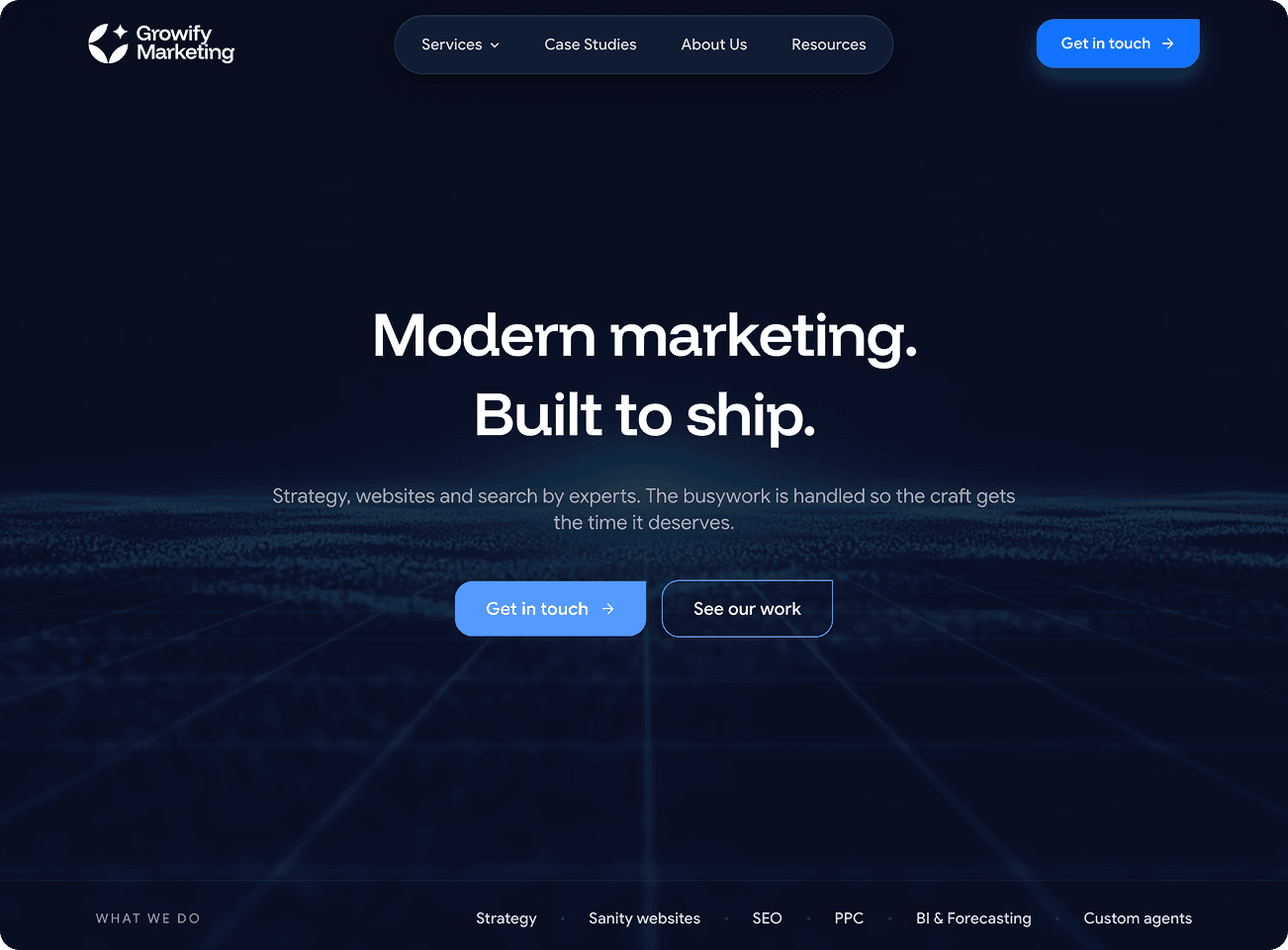 Growify Marketing — about section — Growify Website Comp